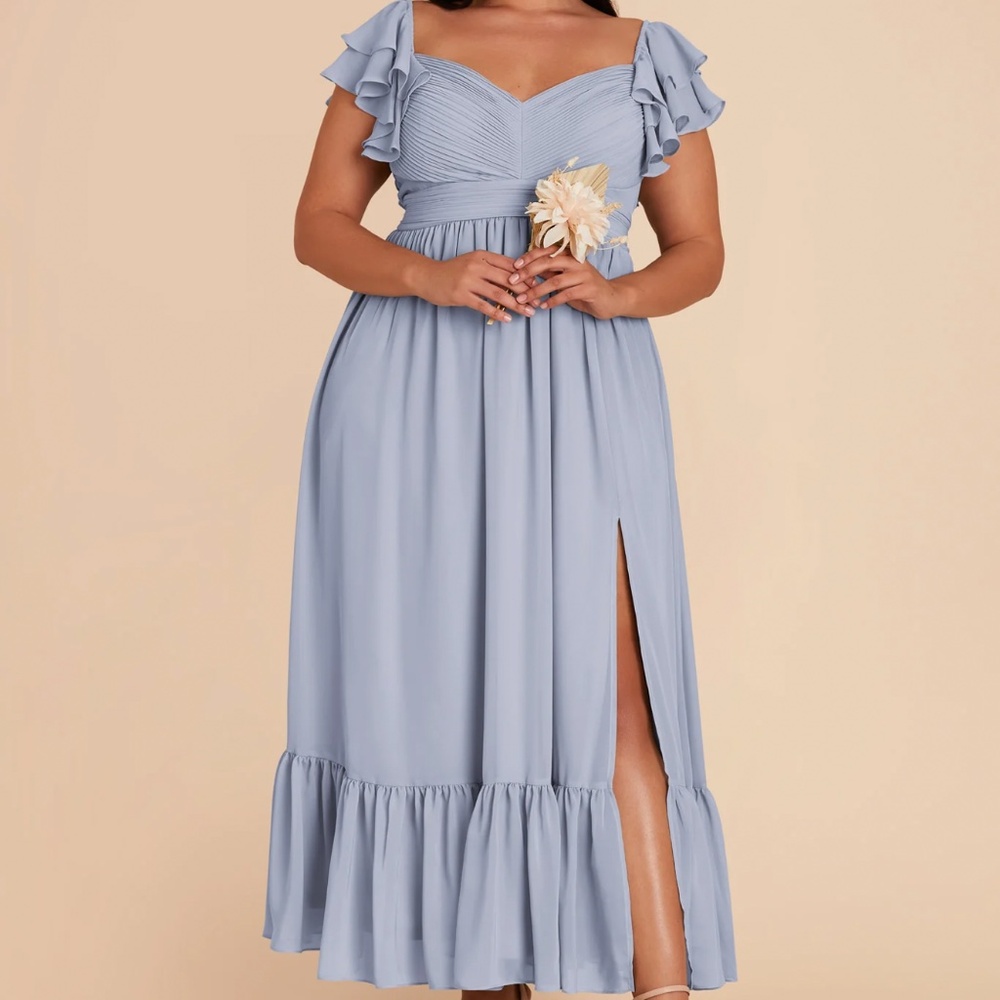 Birdy Grey Michelle Dusty Blue Ethereal Chiffon Bridesmaid Dress size Large